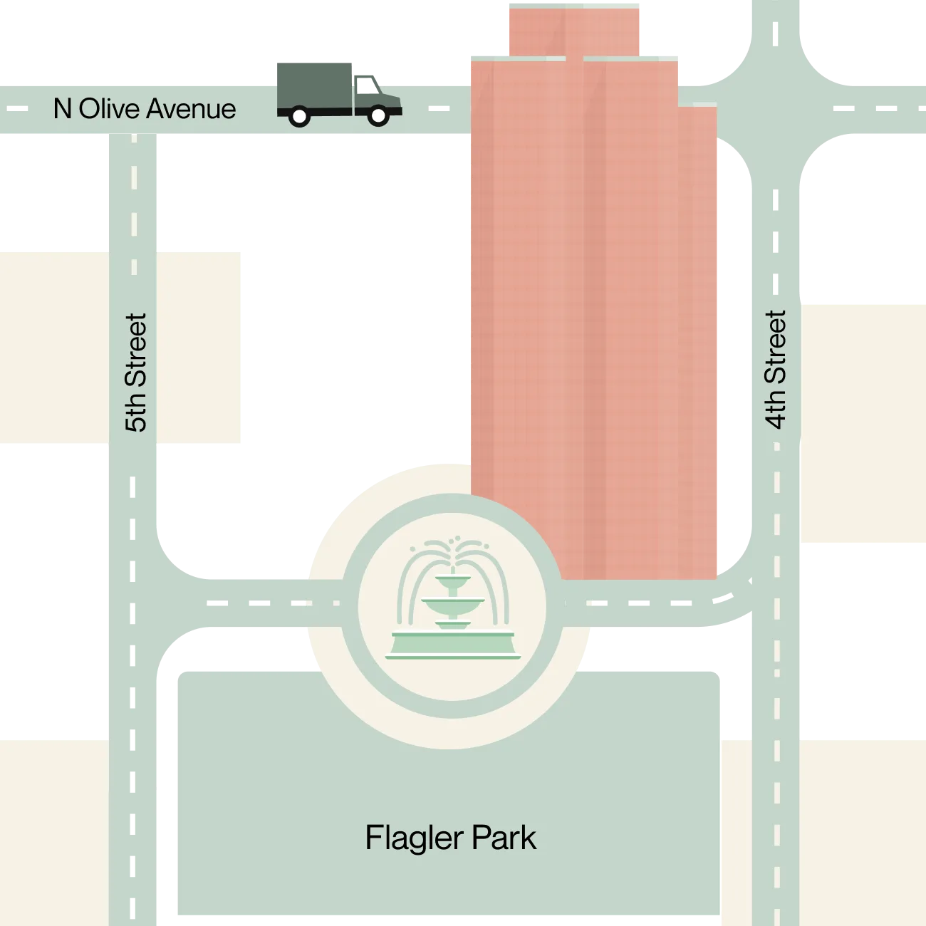An illustrated map showing the Florida office location