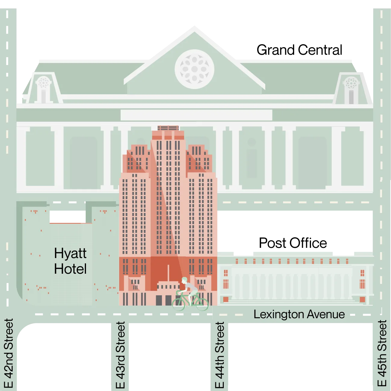 An illustrated map showing the New York office location